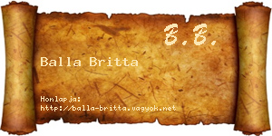 Balla Britta névjegykártya